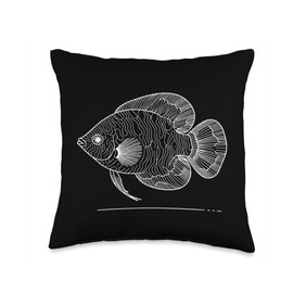 Elegant Line Art Dwarf Gourami Fish Throw Pillow