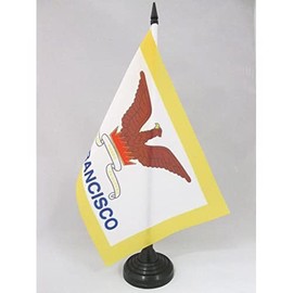 San Francisco Table Flag 5'' x 8'' - San Francisco city - California Desk Flag 21 x 14 cm - Black plastic stick and base - AZ FLAG