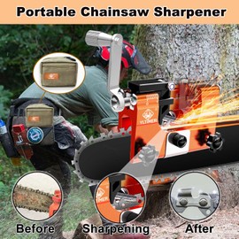 YLTIMER Chainsaw Sharpener, Portable Chain Saw Sharpener Tool with Carry Bag and Tungsten Burr, Hand-Cranked Chainsaw Blade Sharpening Jig Kit for 8-22" Chainsaw Electric Saw