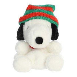 Aurora® Festive Peanuts® Palm Pals™ Snoopy Beanie Stuffed Animal - Classic Characters - Lasting Memories - White 5 Inches