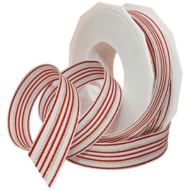 Morex Ribbon V93539.25/20-030 Christmas Grosgrain Ribbon, 7/8-Inch by 20-Yard, Red and White