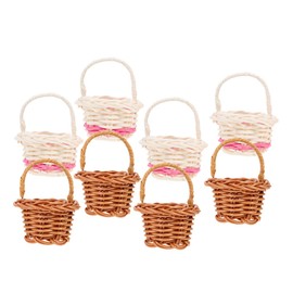 Kisangel 8pcs Mini Woven Baskets with Handles Decorative Tiny Storage Baskets for Home Wedding Party Photography Natural Rattan Design for Floral Arrangements Unique Decor