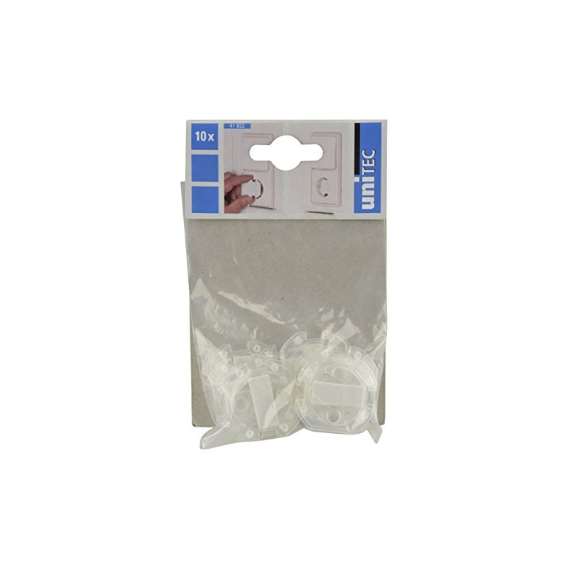 Unitec 41632 Clear 10x Protection Outlet Plugs, 10 Pieces, Clear/White
