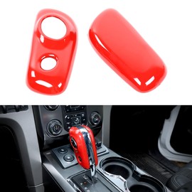 JeCar Interior Center Consoel Gear Shift Knob Cover Trim for 2009-2014 Ford F150 Red Interior Accessories