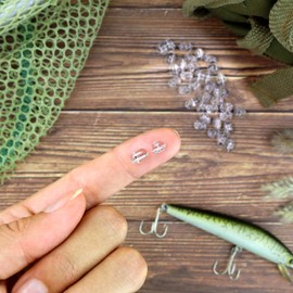 AMZfishing® 40 x Rotation Beads Transparent or Fluorescent | 2-Way Beads | Jig Leader | Pirk Fishing Accessories | Rotation Bead | Beads for Leader Building (a: Transparent, Pack of 40, Size S)