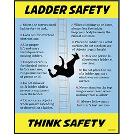 Ladder Safety, Poster, 22" X 28" Framed, Made in the USA