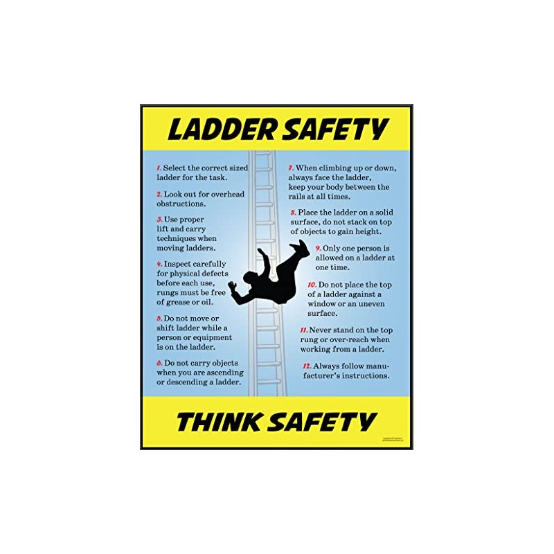 Ladder Safety, Poster, 22" X 28" Framed, Made in the