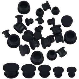 GORGECRAFT 30PCS 5 Sizes Black Silicone Stoppers for Salt and Pepper Shakers 15/64 9/32 23/64 7/16 33/64 Inch Salt Plug Stopper Replacement Bottle Caps Reusable Round End Cap Corks for Bottles