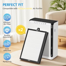 M200L Replacement Filter Compatible with MOOKA M200L Air Purifier, 3-in-1 HEPA Activated Carbon Replacement Filter for Home Office Bedroom, M200L HEPA Air Filter Cleaner for Pet Hair Dander Smoke