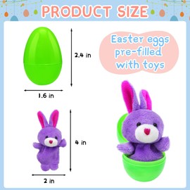 BCUEIDO 12pcs Easter Egg Prefilled with Finger Puppets for Easter Basket Stuffers, Party Favors, Easter Hunt