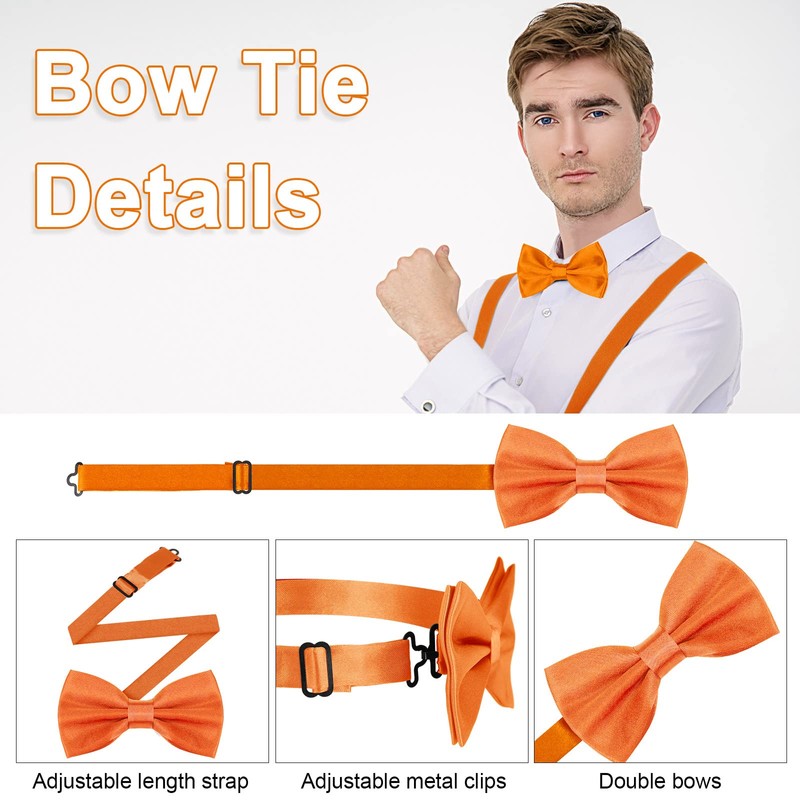 Handepo 9 Sets Solid Color Men's Suspender Bow Tie Set