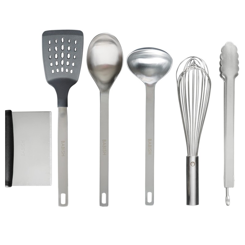 Babish 11 Piece Essential Teak Wood, Silicone, and Stainless Steel