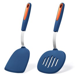 To encounter 2 Pieces Silicone Spatula set, Non-Stick Turner Spatulas, Heat Resistant Silicone Cooking Flipper for Eggs, Fish, Pancakes, Navy Blue