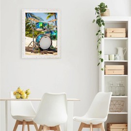 Drum Diamond Painting, Musical Instrument 5D Sparkling Diamond Painting Kit for Adults Beginners Home Wall Decor DIY Gift Drill Round Art Gems 12x16inch