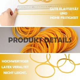 Pack of 300 Natural Rubber Bands, 60 mm Rubber Ring, Household Rubber, Household Rubber for Hair, Pens, Catapults, Bills, Bankpaper, Office Bedar