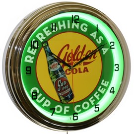 Sun-Drop Golden Girl Cola 16" Green Neon Advertising Clock Man Cave Garage Decor