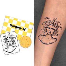 Boldink 2 Pcs Semi Permanent Jagua Tattoos 2 Weeks Long Lasting Waterproof Tattoo Stickers for Men Women Men Women Snake Medusa