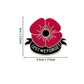 weijin 2 PCSPoppy Brooches Remembrance Day Breastpins，Lest We Forget Poppy Flowers Brooches Pins Breastpin Remembrance Sunday Red Flower Rhinestone Badges Banquet Enamel Poppy Lapel