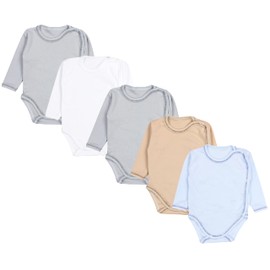 TupTam Wrap Bodysuit Long Sleeve Baby Bodysuit - Unisex Baby Bodysuit in Set of 5 Made of Cotton, Boy 2