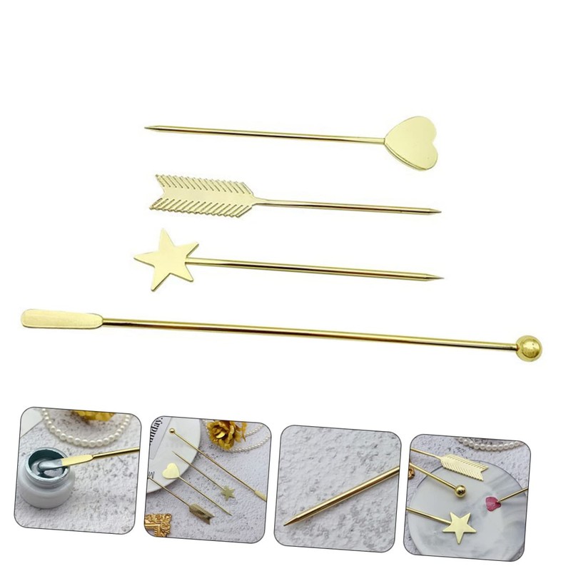 Healeved 4pcs Manicure Mixing Tools Nail Gel Rods for Nail