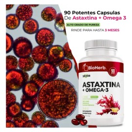 BioHerb  Astaxantina 12mg  Omega 3 EPA y DHA  Fórmula Premium de Alta Concentración  90 Cápsulas de 1000 mg  Ácidos Grasos Naturales  Suplemento...   