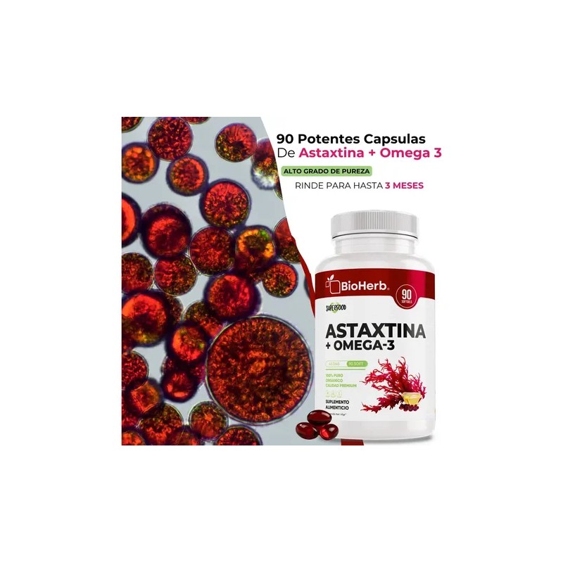 BioHerb Astaxantina 12mg Omega 3 EPA y DHA Fórmula Premium