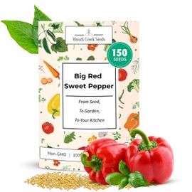 Woods Creek Seeds: Big Red Sweet Pepper Seeds for Planting - Non-GMO and Heirloom Bell Pepper Seeds for Planting Outdoors or Indoors for Home Plant Gardens - Large and Blocky Bell Peppers Seed Pack