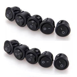 Unbranded 10x ON/OFF Switch Black Round Rocker DC 5A 12V Circular Car/Boat/RV Universal