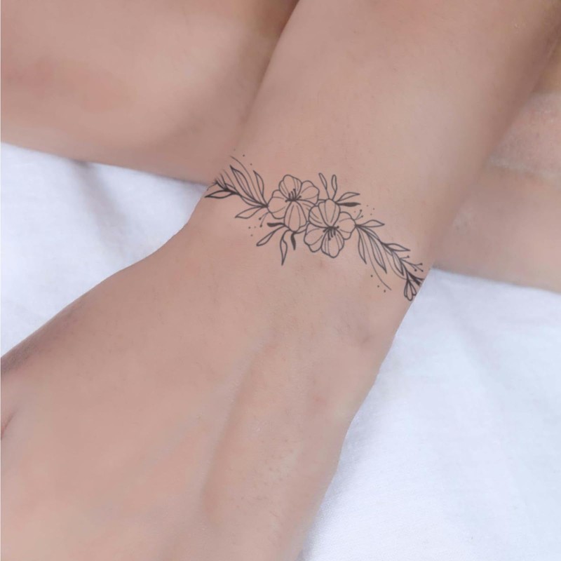 WEEKINK Vine Leaf Branch Temporary Tattoos – 4 Elegant Wrap-Around