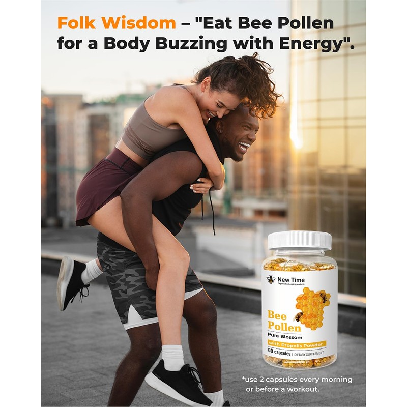 Bee Pollen Capsules with Propolis – Organic Supplement for Energy,