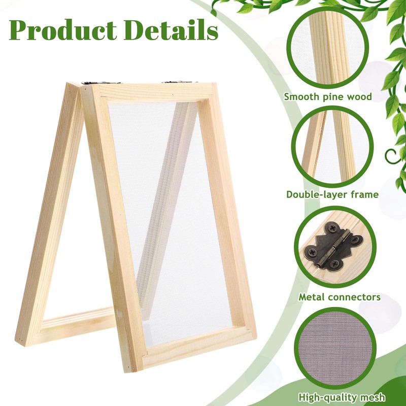 2 Pcs Paper Making Screens, Wooden Papermaking Screen Frame Mould
