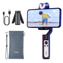 Hohem V2 Smartphone Gimbal, 3-Axis, AI Automatic Tracking, Includes Light for Photography, Gesture Photography, 3 Steps Dimming, Smartphone Power, 9 Hours Operation, Anti-Shake, Stabilizer, Hand Pose