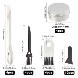 GORGECRAFT 23Pcs Pollen Scrapers Kit for Grinder Including Cleaning Brush Pollen Scrapers Stainless Steel Spatula Micro Scoop and 10ml Aluminium Jar