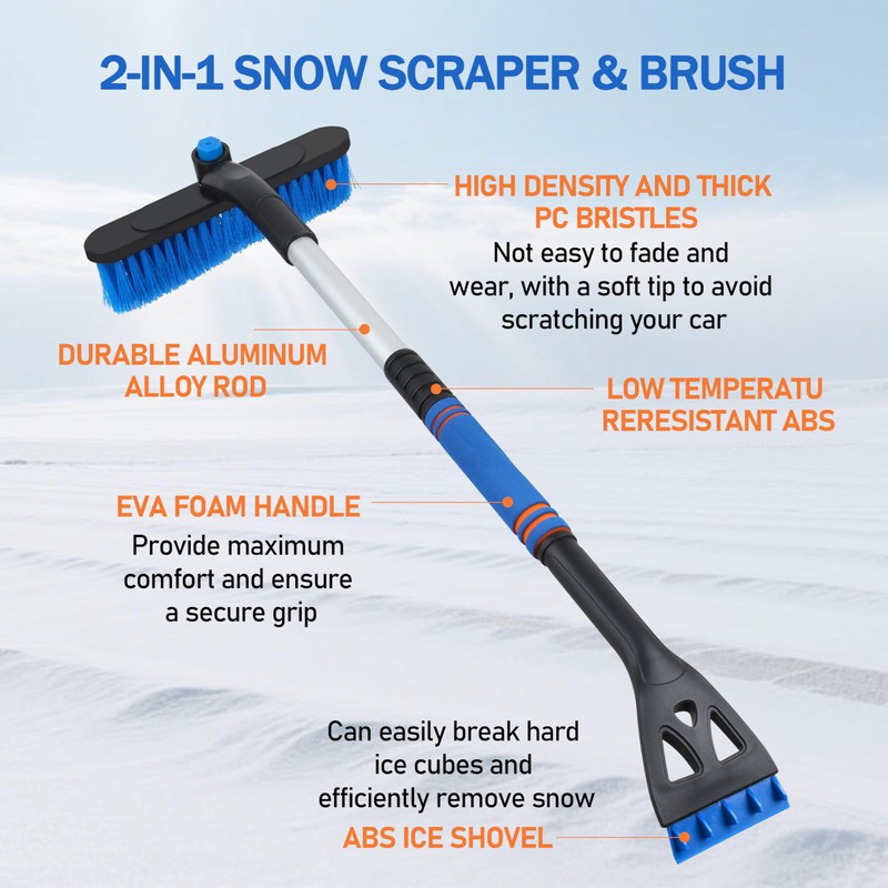 DIFFWELY 32'' Snow Brush and Ice Scraper for Car Windshield,