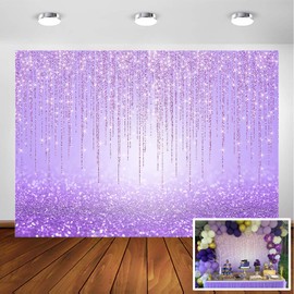 Avezano Purple Glitter Backdrop for Girl Birthday Party Sweet 16 Photoshoot Purple Shiny Glittering Bokeh Parties Events Decorations Newborn Portrait Photo Booth Photography Background (7x5ft)