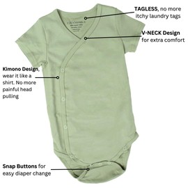 EZDORABLE Organic Cotton Kimono Baby Bodysuit – 3 Pack Newborn Bodysuit Girl & Boy (3-6 months)