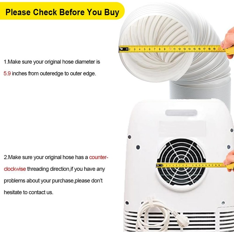 Portable Air Conditioner Hose, 5.9" Diameter Anti-Clockwise Thread, Universal Replacement