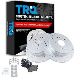 TRQ Rear Performance Brake Pad & Rotor Kit Brake Pads Brake Rotors Set Ceramic Premium G-Coated Compatible with 2010-2018 Acura RDX 2005-2016 Honda CR-V