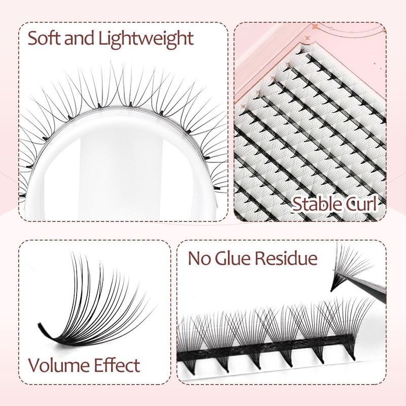 Lunamoon Volume Eyelashes, Prefabricated Fan Eyelashes, 10D Volume, Premade Fans