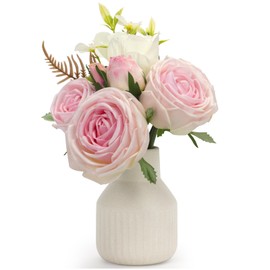 PUPYGOYGE4.72 Inch Ceramic Vase - Handcrafted Mini Tabletop Flower Vase for Living Room,Home Décor, Office Desk, Modern Design for Fresh/Fake Flowers, Multi-Color Options,White