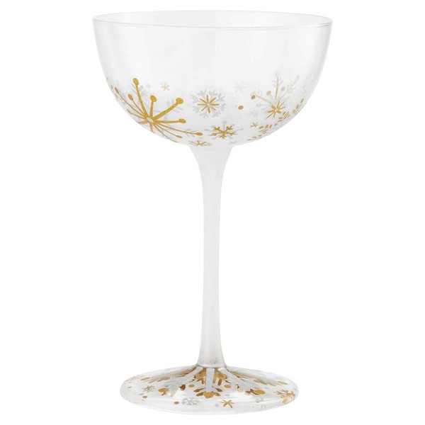 Enesco Designs by Lolita First Snowflakes Cocktail Coupe Glass, 9 Ounce, Multicolor
