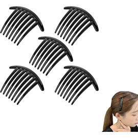 LeTradeJP Hair Ornament, Hair Ornament, Ball Spool, 7 Teeth, Plastic Comb, Hair Accessory, Easy to Bundle, Hair Arrangement, Ball Winding, Set of 5, Black