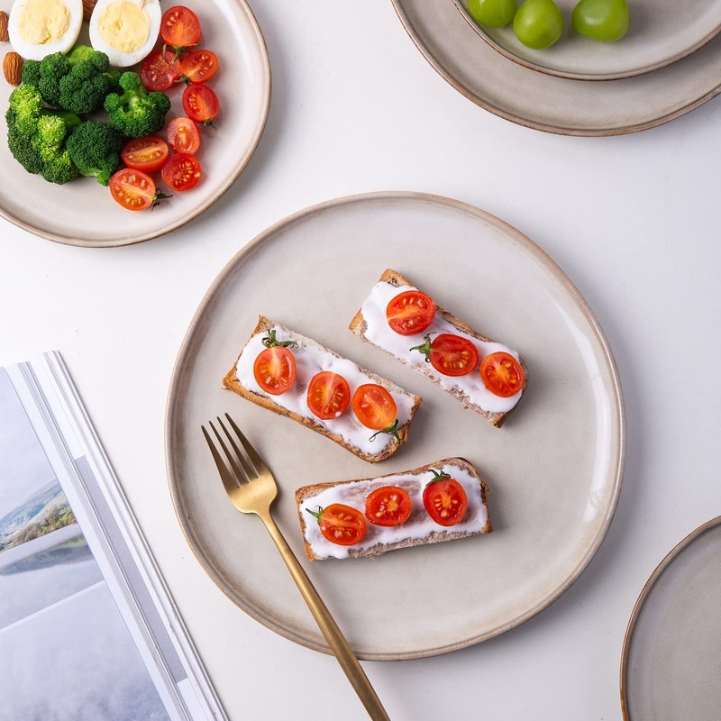 AmorArc Ceramic Plates Set of 6, 8.5 Inch Handmade Reactive