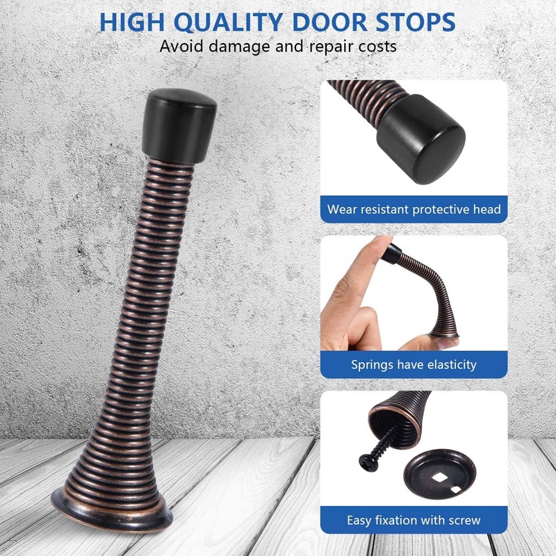 KISEER 12 Pack Spring Door Stops 3 1/4 Inch Flexible