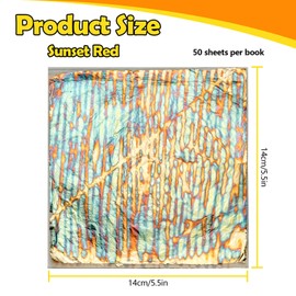 Sekonow Variegated Gold Leaf Sheets 50pcs, Colorful Imitation Gold Foil Sheets Paper Booklet for Art Craft Painting Gilding Decoration, 5.5" x 5.5", Stripe