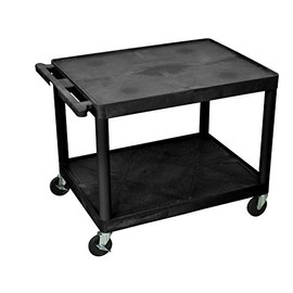 Luxor 27" H Rolling Multipurpose Utility Storage Audio Video Presentation Cart with 2 Shelves - Black