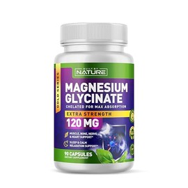 Built By Nature Magnesium Glycinate - Chelated for High Absorption – Supplement to Support Sleep, Muscle, Heart & Nerve Health - 120 mg Magnesium per Serving/Capsule - 90 Capsules