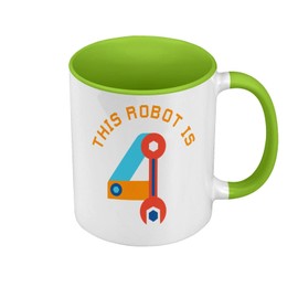 Tasse in Premium-Qualität, Grün – This Robot is 4 Celebration Birthday Party Gift Mechanic Machine – Tasse mit Henkel und farbigem Innenfutter