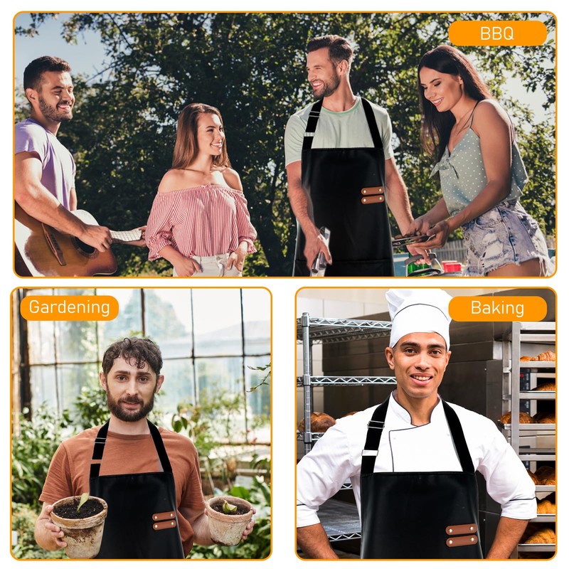 Trinkrittey Black Waterproof Apron Rubber Vinyl Apron with One Big