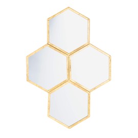 SAFAVIEH Home Galen Gold Foil Honeycomb 25-inch High Decorative Accent Mirror